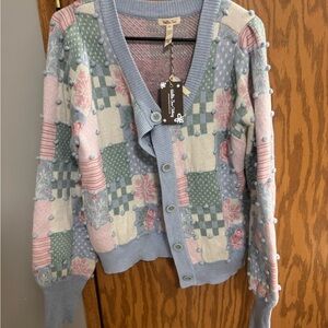Matilda Jane Pastel Patchwork Cardigan in Blue, Pink, Cream, Green